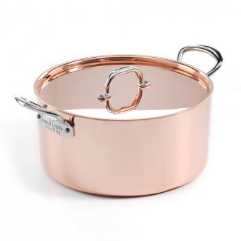 26cm Induction Copper Casserole Pan with Lid 5.0LT From Samuel Groves